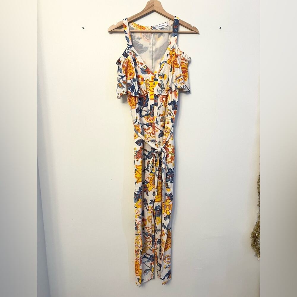 Pedro del Hierro tropical printed jumpsuit tie waist vacation cruise beach
